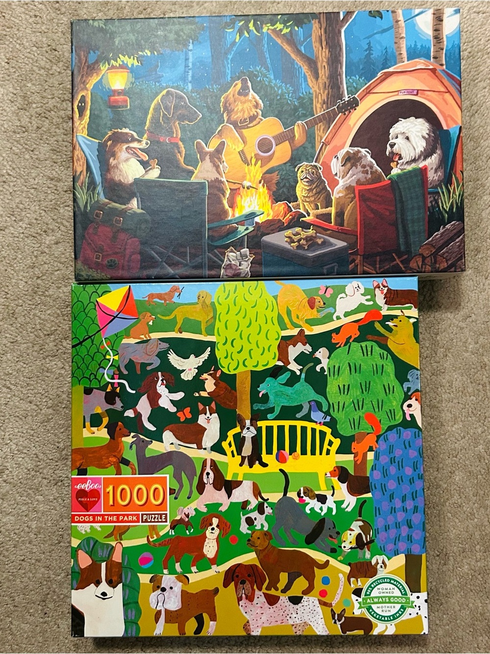 1000-Piece premium quality Dogs jigsaw Puzzle bundle, eeboo and Lantern Press
